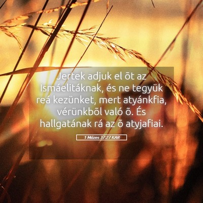 Picture 05 - 1 Mózes 37:27 KAR - Jertek adjuk el õt az Ismáelitáknak, és ne - Bible Verse Picture