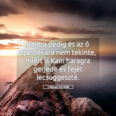 Picture 05 - 1 Mózes 4:5 KAR - Kainra pedig és az õ ajándékára nem tekinte, - Bible Verse Picture