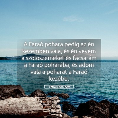 Picture 05 - 1 Mózes 40:11 KAR - A Faraó pohara pedig az én kezemben vala, és - Bible Verse Picture