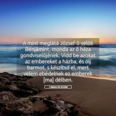 Picture 05 - 1 Mózes 43:16 KAR - A mint meglátá József õ velök Benjámint, - Bible Verse Picture