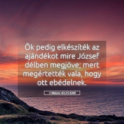Picture 05 - 1 Mózes 43:25 KAR - Õk pedig elkészíték az ajándékot mire - Bible Verse Picture