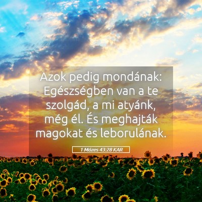 Picture 05 - 1 Mózes 43:28 KAR - Azok pedig mondának: Egészségben van a te - Bible Verse Picture