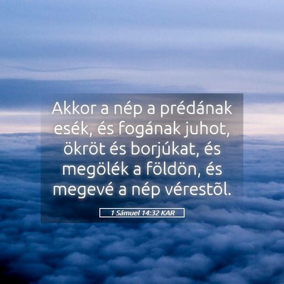 Picture 05 - 1 Sámuel 14:32 KAR - Akkor a nép a prédának esék, és fogának - Bible Verse Picture