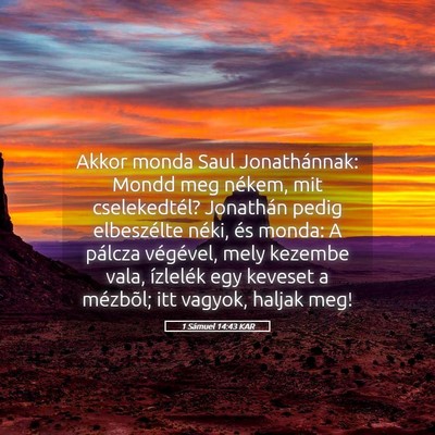 Picture 05 - 1 Sámuel 14:43 KAR - Akkor monda Saul Jonathánnak: Mondd meg nékem, - Bible Verse Picture