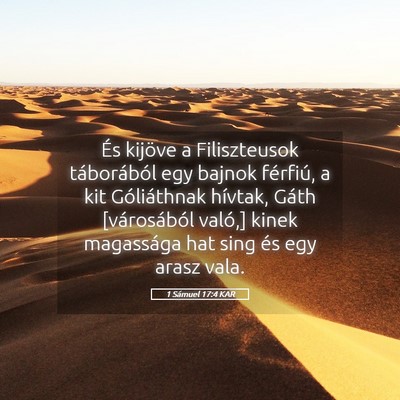 Picture 05 - 1 Sámuel 17:4 KAR - És kijöve a Filiszteusok táborából egy - Bible Verse Picture