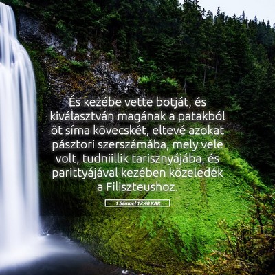 Picture 05 - 1 Sámuel 17:40 KAR - És kezébe vette botját, és kiválasztván - Bible Verse Picture