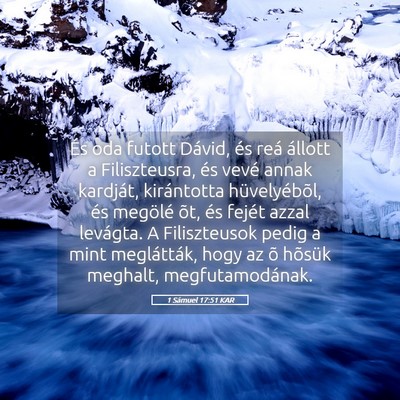 Picture 05 - 1 Sámuel 17:51 KAR - És oda futott Dávid, és reá állott a - Bible Verse Picture