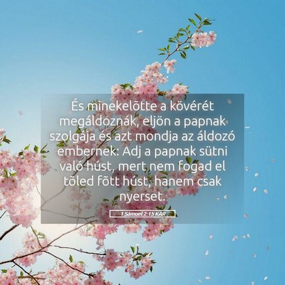 Picture 05 - 1 Sámuel 2:15 KAR - És minekelõtte a kövérét megáldoznák, - Bible Verse Picture