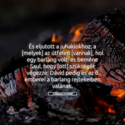 Picture 05 - 1 Sámuel 24:4 KAR - És eljutott a juhaklokhoz, a [melyek] az - Bible Verse Picture