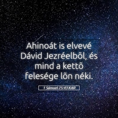 Picture 05 - 1 Sámuel 25:43 KAR - Ahinoát is elvevé Dávid Jezréelbõl, és mind - Bible Verse Picture