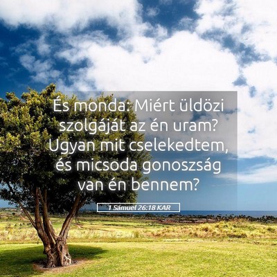 Picture 05 - 1 Sámuel 26:18 KAR - És monda: Miért üldözi szolgáját az én - Bible Verse Picture