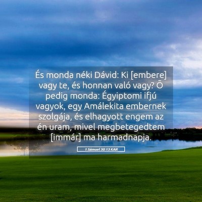 Picture 05 - 1 Sámuel 30:13 KAR - És monda néki Dávid: Ki [embere] vagy te, és - Bible Verse Picture