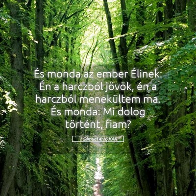 Picture 05 - 1 Sámuel 4:16 KAR - És monda az ember Élinek: Én a harczból - Bible Verse Picture