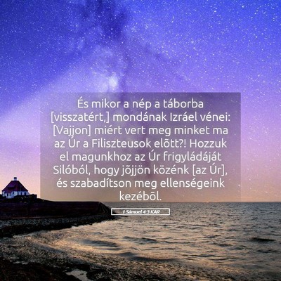 Picture 05 - 1 Sámuel 4:3 KAR - És mikor a nép a táborba [visszatért,] - Bible Verse Picture