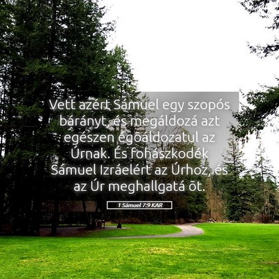 Picture 05 - 1 Sámuel 7:9 KAR - Vett azért Sámuel egy szopós bárányt, és - Bible Verse Picture