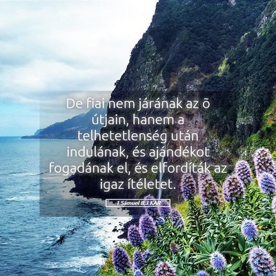 Picture 05 - 1 Sámuel 8:3 KAR - De fiai nem járának az õ útjain, hanem a - Bible Verse Picture