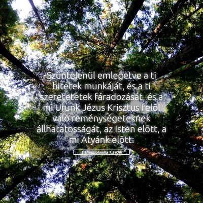 Picture 05 - 1 Thesszalonika 1:3 KAR - Szüntelenül emlegetve a ti hitetek munkáját, - Bible Verse Picture