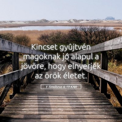 Picture 05 - 1 Timóteus 6:19 KAR - Kincset gyûjtvén magoknak jó alapul a - Bible Verse Picture