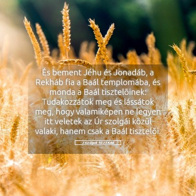 Picture 05 - 2 Királyok 10:23 KAR - És bement Jéhu és Jonadáb, a Rekháb fia a - Bible Verse Picture