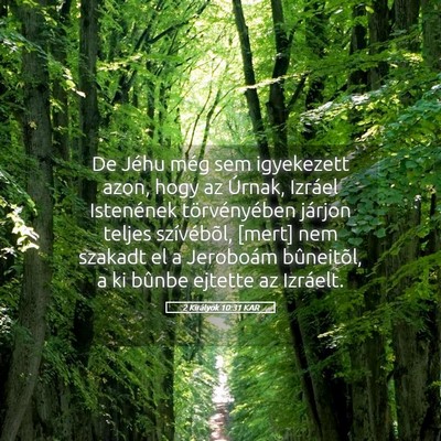 Picture 05 - 2 Királyok 10:31 KAR - De Jéhu még sem igyekezett azon, hogy az - Bible Verse Picture