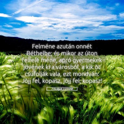 Picture 05 - 2 Királyok 2:23 KAR - Felméne azután onnét Béthelbe; és mikor az - Bible Verse Picture