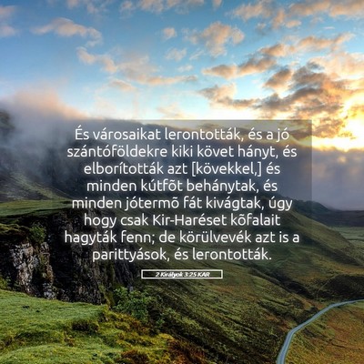 Picture 05 - 2 Királyok 3:25 KAR - És városaikat lerontották, és a jó - Bible Verse Picture