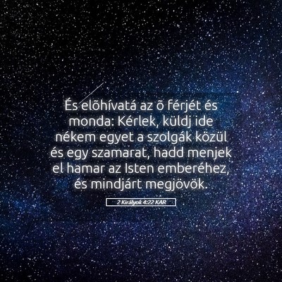 Picture 05 - 2 Királyok 4:22 KAR - És elõhívatá az õ férjét és monda: - Bible Verse Picture