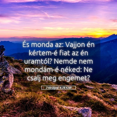 Picture 05 - 2 Királyok 4:28 KAR - És monda az: Vajjon én kértem-é fiat az én - Bible Verse Picture