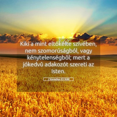 Picture 05 - 2 Korinthus 9:7 KAR - Kiki a mint eltökélte szívében, nem - Bible Verse Picture
