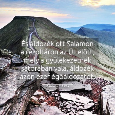 Picture 05 - 2 Krónika 1:6 KAR - És áldozék ott Salamon a rézoltáron az Úr - Bible Verse Picture