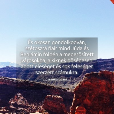 Picture 05 - 2 Krónika 11:23 KAR - És okosan gondolkodván, szétosztá fiait mind - Bible Verse Picture