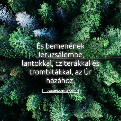 Picture 05 - 2 Krónika 20:28 KAR - És bemenének Jeruzsálembe, lantokkal, - Bible Verse Picture