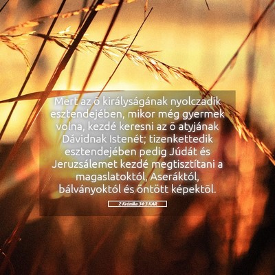 Picture 05 - 2 Krónika 34:3 KAR - Mert az õ királyságának nyolczadik - Bible Verse Picture