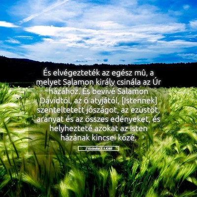 Picture 05 - 2 Krónika 5:1 KAR - És elvégezteték az egész mû, a melyet - Bible Verse Picture