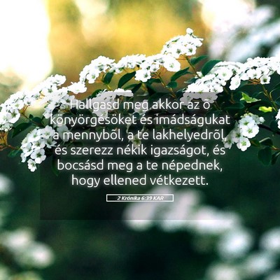 Picture 05 - 2 Krónika 6:39 KAR - Hallgasd meg akkor az õ könyörgésöket és - Bible Verse Picture