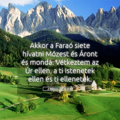 Picture 05 - 2 Mózes 10:16 KAR - Akkor a Faraó siete hívatni Mózest és Áront - Bible Verse Picture