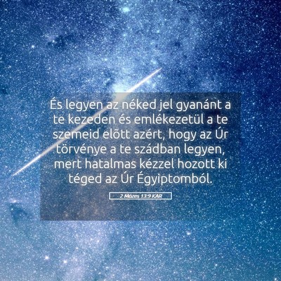 Picture 05 - 2 Mózes 13:9 KAR - És legyen az néked jel gyanánt a te kezeden - Bible Verse Picture