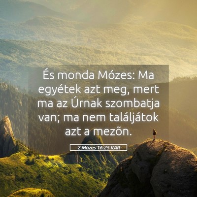 Picture 05 - 2 Mózes 16:25 KAR - És monda Mózes: Ma egyétek azt meg, mert ma az - Bible Verse Picture