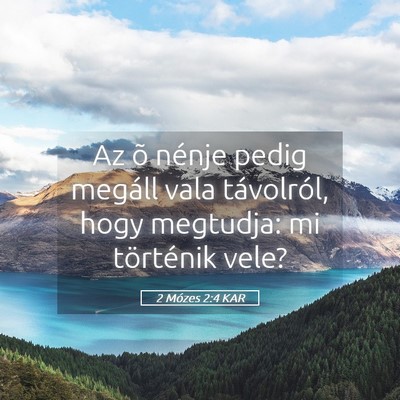 Picture 05 - 2 Mózes 2:4 KAR - Az õ nénje pedig megáll vala távolról, hogy - Bible Verse Picture
