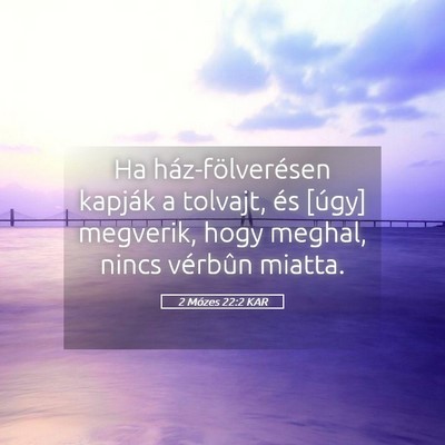 Picture 05 - 2 Mózes 22:2 KAR - Ha ház-fölverésen kapják a tolvajt, és - Bible Verse Picture