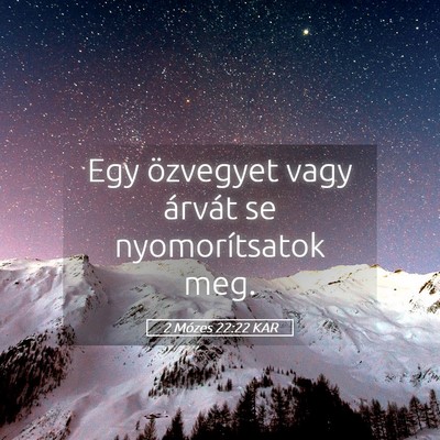 Picture 05 - 2 Mózes 22:22 KAR - Egy özvegyet vagy árvát se nyomorítsatok - Bible Verse Picture