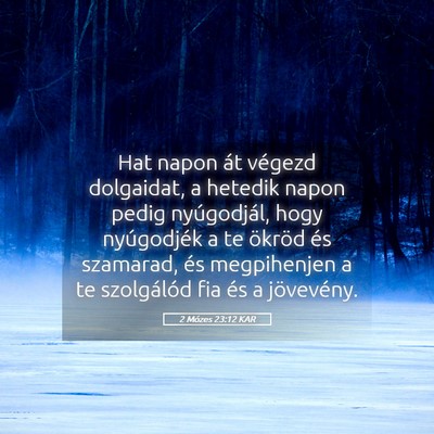 Picture 05 - 2 Mózes 23:12 KAR - Hat napon át végezd dolgaidat, a hetedik napon - Bible Verse Picture