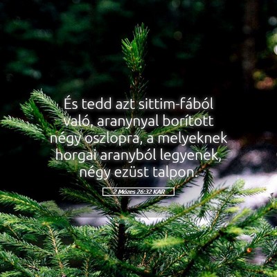 Picture 05 - 2 Mózes 26:32 KAR - És tedd azt sittim-fából való, aranynyal - Bible Verse Picture