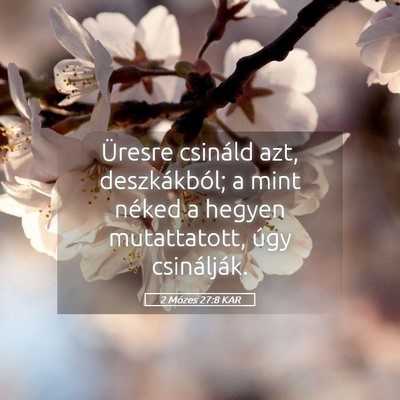 Picture 05 - 2 Mózes 27:8 KAR - Üresre csináld azt, deszkákból; a mint néked - Bible Verse Picture