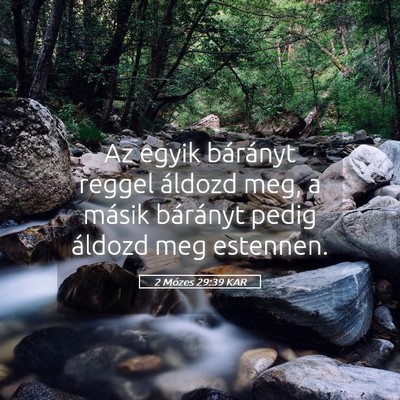 Picture 05 - 2 Mózes 29:39 KAR - Az egyik bárányt reggel áldozd meg, a másik - Bible Verse Picture