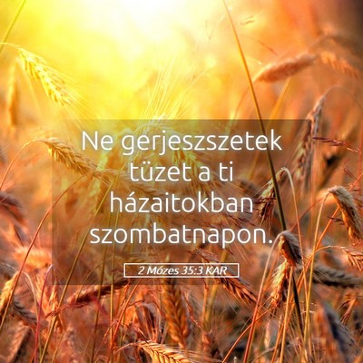 Picture 05 - 2 Mózes 35:3 KAR - Ne gerjeszszetek tüzet a ti házaitokban - Bible Verse Picture