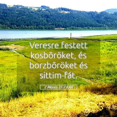 Picture 05 - 2 Mózes 35:7 KAR - Veresre festett kosbõröket, és borzbõröket - Bible Verse Picture