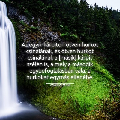 Picture 05 - 2 Mózes 36:11 KAR - Az egyik kárpiton ötven hurkot csinálának, - Bible Verse Picture