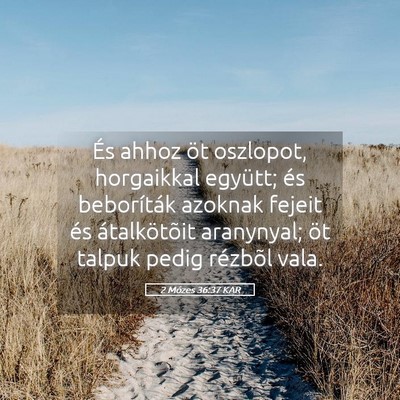 Picture 05 - 2 Mózes 36:37 KAR - És ahhoz öt oszlopot, horgaikkal együtt; és - Bible Verse Picture