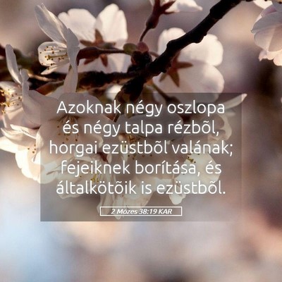 Picture 05 - 2 Mózes 38:19 KAR - Azoknak négy oszlopa és négy talpa rézbõl, - Bible Verse Picture